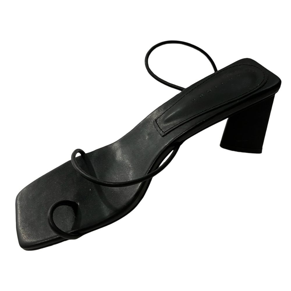 Minimalist Black Strappy Block Heel Sandal